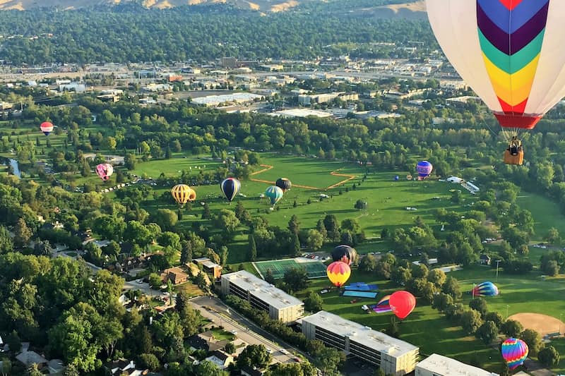 Boise skyline with foothills and trees showcasing the city's natural beauty