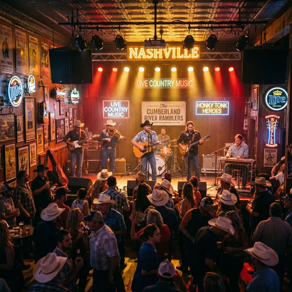 Live band performing at Nashville honky-tonk